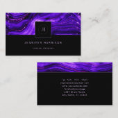 モノグラムゲーデパープルブラックモダン抽象芸術 名刺 (正面/裏面)