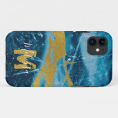 モノグラムゲードアゲートジェムストーンブルーと金ゴールド Case-Mate iPhoneケース (裏面(横))