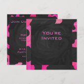 モノグラムコウホットピンクアンドブラックプリント 招待状 (正面/裏面)