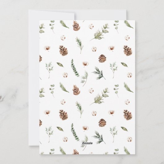 モノグラムコットングリーナリーリースメリークリスマスホー シーズンカード (裏面)