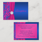 モノグラムコバルトと明るい赤紫色ダマスクのエンクロージャカード エンクロージャーカード (正面/裏面)