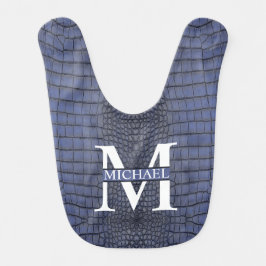モノグラムコバルトアリゲータテクスチャプリント ベビービブ