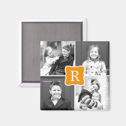 モノグラムコラパーソナライズされたージュフォトマグネット-オラン マグネット (正面/裏面)