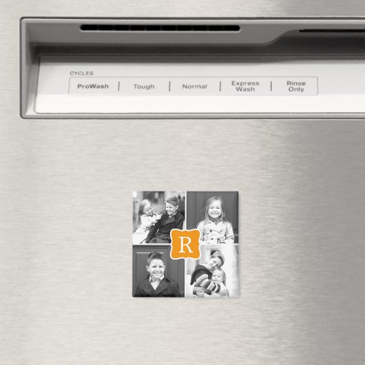 モノグラムコラパーソナライズされたージュフォトマグネット-オラン マグネット (インサイチュ (食洗機))