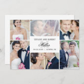 モノグラムコラージュ編集可能カラーたった今結婚しましたカード サンキューカード (正面/裏面)