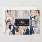 モノグラムコラージュ編集可能カラーたった今結婚しましたカード サンキューカード (正面)