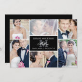 モノグラムコラージュ編集可能カラーたった今結婚しましたカード サンキューカード (正面/裏面)