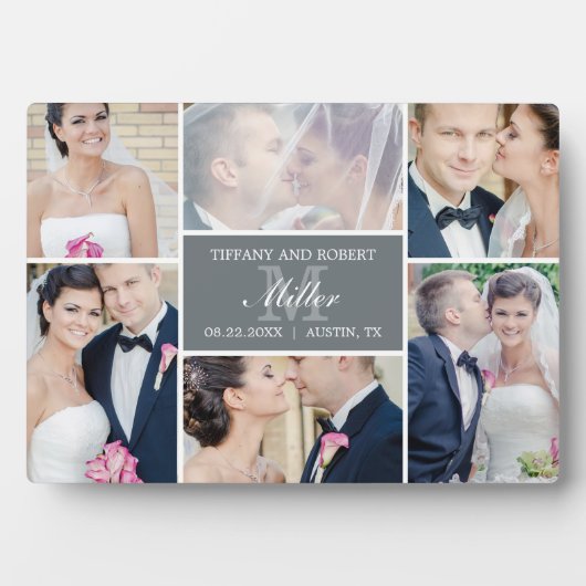 モノグラムコラージュ編集可能カラープラークとイーゼル フォトプラーク (正面)