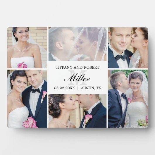 モノグラムコラージュ編集可能カラープラークとイーゼル フォトプラーク (正面)