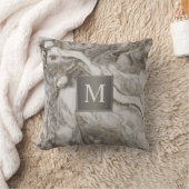 モノグラムコンテンポラリー付き灰色の大理石パターン クッション (ブランケット)