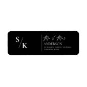 モノグラムコンテンポラリー白黒結婚のアドレス ラベル (正面)