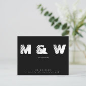 モノグラムコンテンポラリーB/Wシンプル日付の保存 案内ポストカード (スタンド正面)