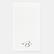 モノグラムコンボフォント 白い結婚式のナプキン