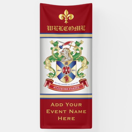 モノグラムコートオブアームズシルバーナイトシールドドラゴン 横断幕 (縦)