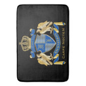 モノグラムコートオブアームズブルー金ゴールドイーグルクラウンエンブレム バスマット (正面縦)