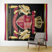 モノグラムコートオブアームズレッド金ゴールドイーグルクラウンエンブレム タペストリー (インサイチュ(横))