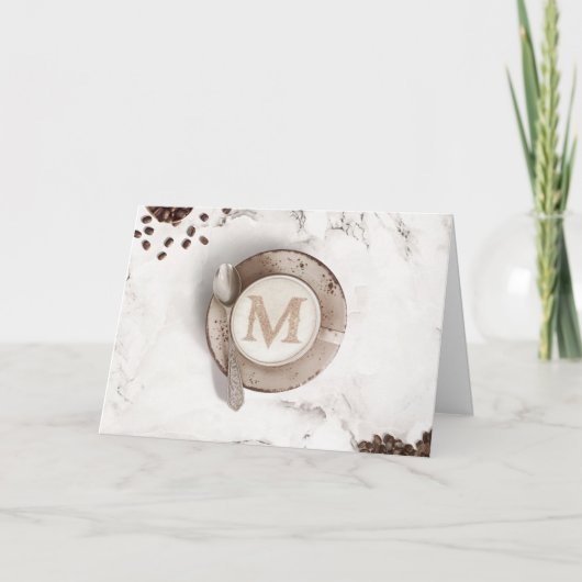 モノグラムコーヒーラテアート | ハッピーバースデー カード (正面)