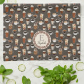 モノグラムコーヒーラバーコーヒー豆 キッチンタオル (折り畳み)