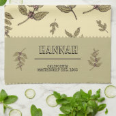 モノグラムコーヒー植物エレガントクラシックデザイン キッチンタオル (折り畳み)