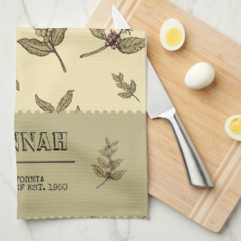 モノグラムコーヒー植物エレガントクラシックデザイン キッチンタオル