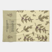 モノグラムコーヒー植物エレガントクラシックデザイン キッチンタオル (横)