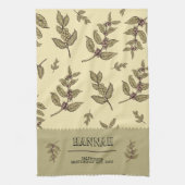 モノグラムコーヒー植物エレガントクラシックデザイン キッチンタオル (縦)