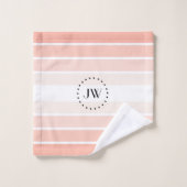 モノグラムコーラルパステルストライプズ浴室用タオルセット バスタオルセット (ウォッシュタオル)