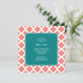 モノグラムコーラルピンククローバーパターンティール(緑がかった色) 招待状 (スタンド正面)