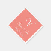 モノグラムコーラルピンクスタイリッシュ色デザインナプキンス スタンダードカクテルナプキン (角)