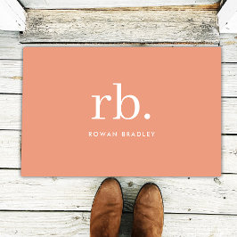 モノグラムコーラルピーチエレガントミニマフェミニンリスト ドアマット