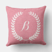モノグラムコーラルレッドリネンアンドホワイトリース クッション (裏面)