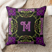 モノグラムゴシックアールヌーボーバラアンドダリアパープル クッション (ブランケット)