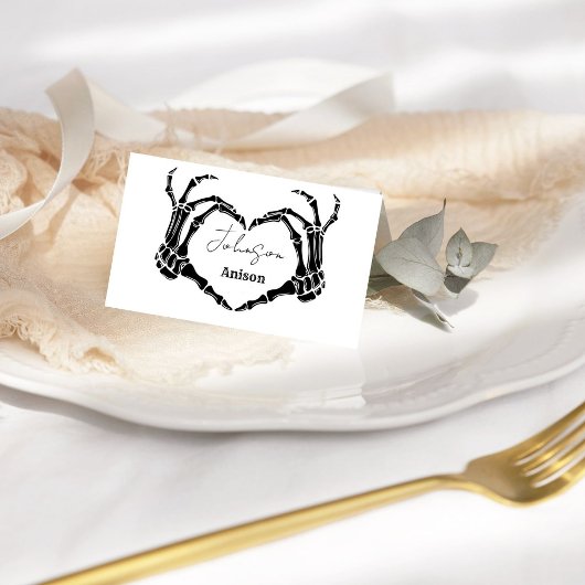 モノグラムゴシックスカルハートハンド結婚ズ プレイスカード