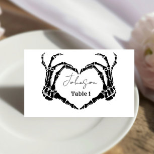 モノグラムゴシックスカルハートハンド結婚ズ プレイスカード