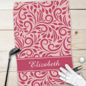 モノグラムゴルファー名シックマゼンタレッドピンクガーリー色 ゴルフタオル