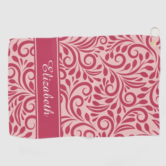 モノグラムゴルファー名シックマゼンタレッドピンクガーリー色 ゴルフタオル (横)