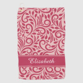 モノグラムゴルファー名シックマゼンタレッドピンクガーリー色 ゴルフタオル (正面)