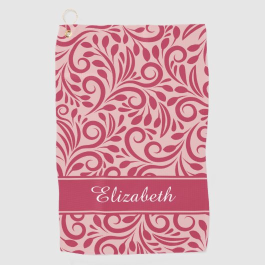モノグラムゴルファー名シックマゼンタレッドピンクガーリー色 ゴルフタオル (正面)