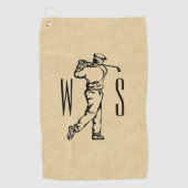 モノグラムゴルフスポーツデザインレザールック ゴルフタオル (正面)