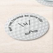 モノグラムゴルフ交差クラブカスタム文字 ラウンドペーパーコースター (アングル)