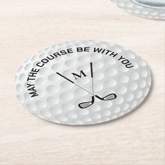 モノグラムゴルフ交差クラブカスタム文字 ラウンドペーパーコースター (アングル)