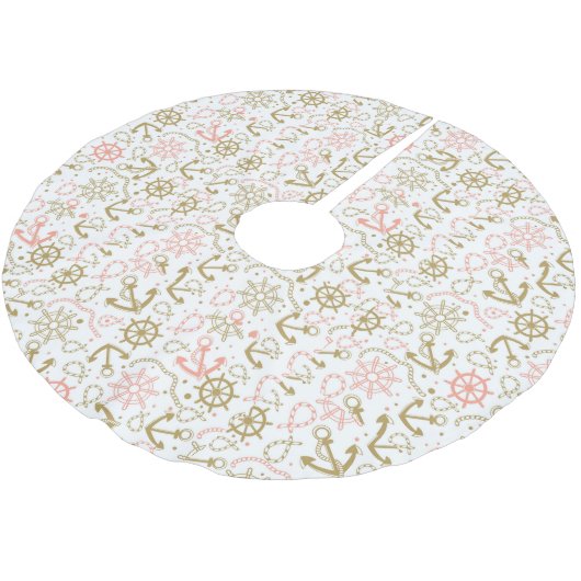 モノグラムゴールデンいかりパターン ブラッシュドポリエステルツリースカート (アングル)