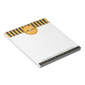 モノグラムゴールデンイエロー&ブラック水玉模様ストライプズ ノートパッド (アングル)