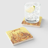 モノグラムゴールデンコテージコアオンイエロー | ストーンコースター (横)