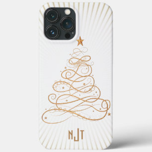 モノグラムゴールデンフィリグリークリスマスツリー iPhone 13 PRO MAXケース
