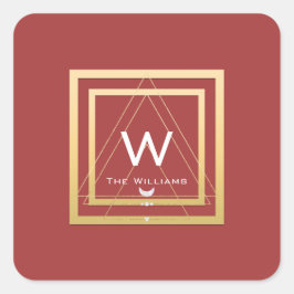 モノグラムゴールデンフレームミニマリズム図形の三角形 スクエアシール