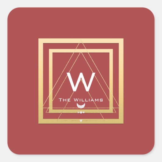 モノグラムゴールデンフレームミニマリズム図形の三角形 スクエアシール (正面)