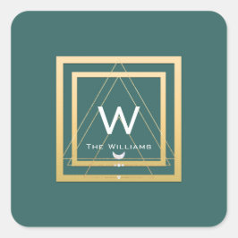 モノグラムゴールデンフレームミニマリズム幾何学ティール(緑がかった色) スクエアシール