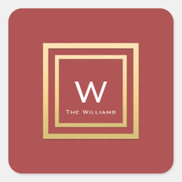 モノグラムゴールデンフレームミニマリズム幾何学Redbean スクエアシール