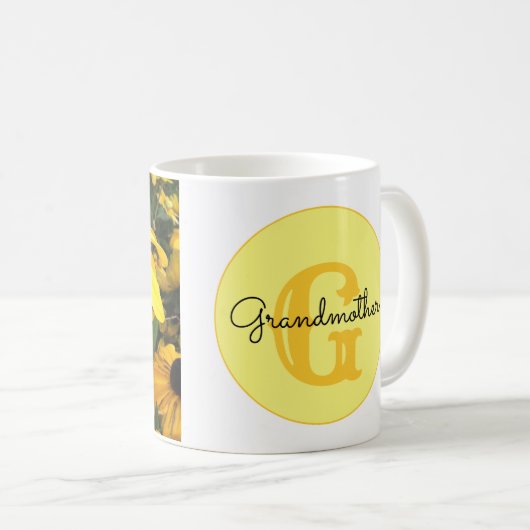 モノグラムゴールデンルデベキア黒い目スーザン花 コーヒーマグカップ (正面右)